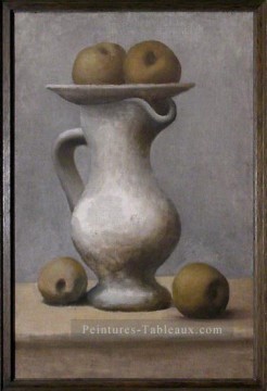 Nature morte au pichet et aux pommes 1913 cubiste Pablo Picasso Peinture à l'huile